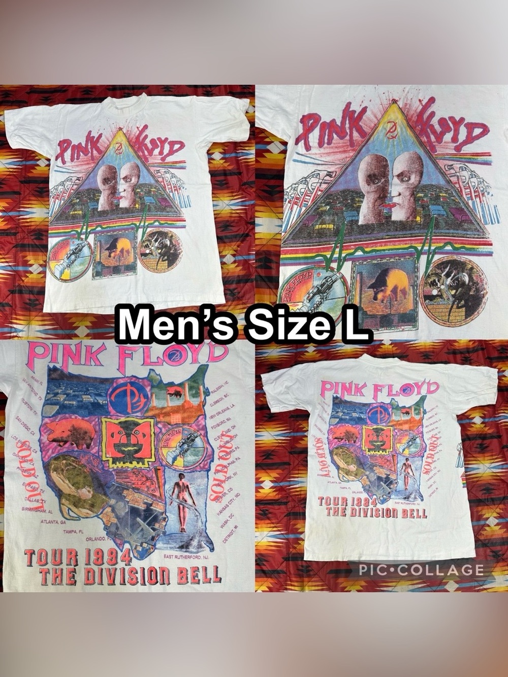 Vintage Tour 1994 Pink Floyd The Division Bell White T-Shirt Men’s Size Large